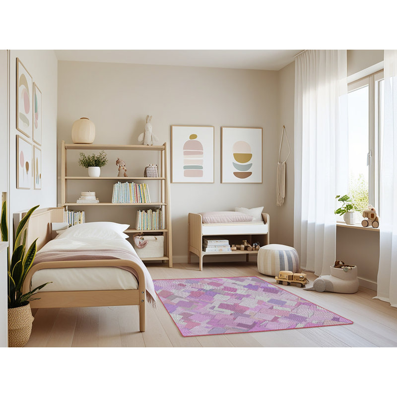 Tapis de surface mauve tissé à la machine, Rectangle 4 pi x 6 pi