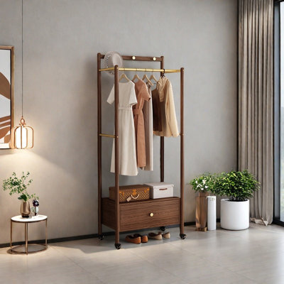Mobile Coat Rack with Storage Drawers