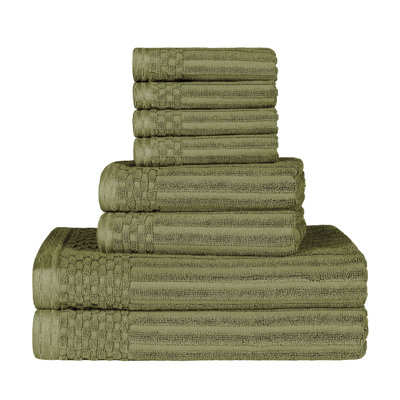 Ensemble de serviettes en coton à carreaux unis 8 pièces Ruvins