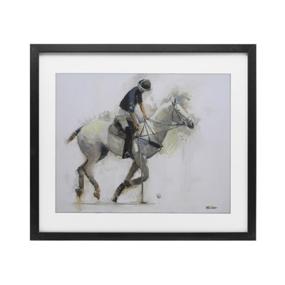 Polo Rider in Motion Framed Print Under Glass, design by Jadei Graphics