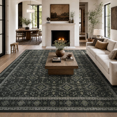 Tapis délavé doux et délavé avec envers antidérapant pour le salon et la chambre à coucher
