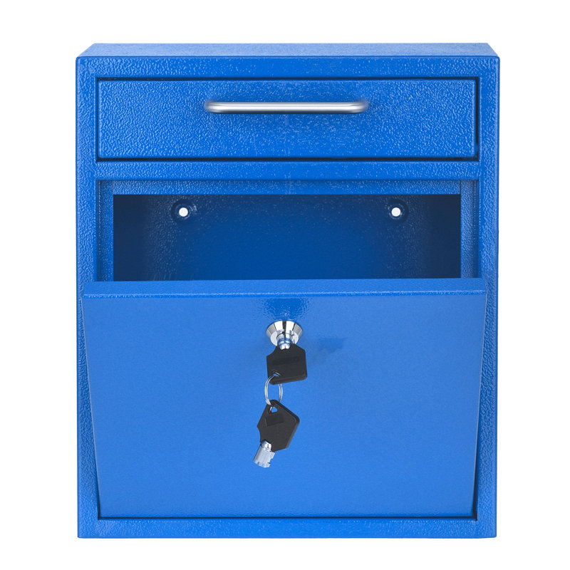 Grande boîte aux lettres murale sécurisée avec serrure à clé, H 12 po x l 10,4 po x P 4,5 po, Bleu