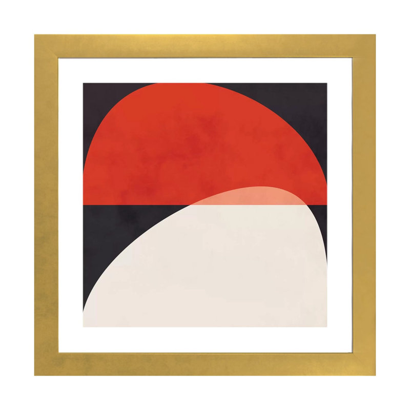 «Geometric Shapes I» par Ana Rut Bré - impression d'art graphique, H 16 po x l 16 po x p 1 po, Papier encadré doré, Blanc