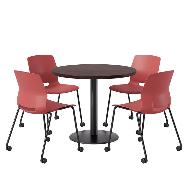 Ensemble repas pour quatre personnes, Espresso, Rouge / noir, H 41 po x L 36 po x l 36 po