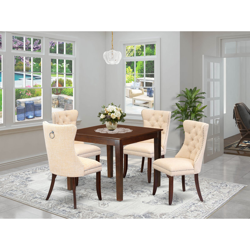 3 Piece Kitchen Set Consists of a Rectangle Dining Table with Removable leaf and 2 Upholstered Chairs, Mahogany, Black