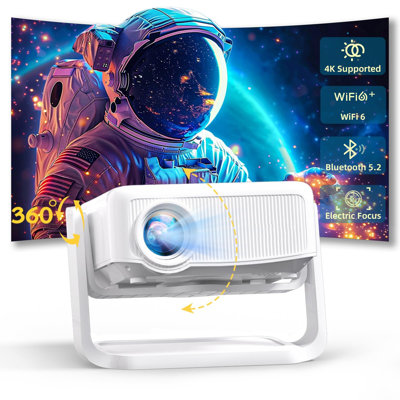 Projector With Wifi And Bluetooth,Mini-Projector: [550 ANSI & 360°Adjustable-Stand & Electric Focus & Auto Keystone], Upgrade Portable 1080P Outdoor M -  BEACHWATER POOL & SPA, LLC, B0DXFD2KJ8