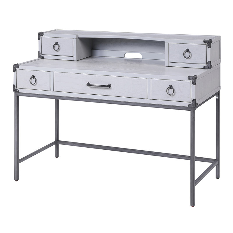 Bureau d'écriture gris et gris acier