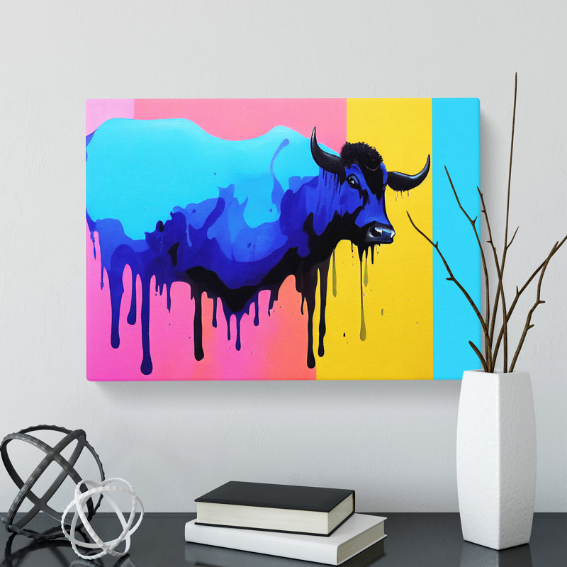 Cow Paint Drips Vol.1 Abstract - Wrapped Canvas, 35cm H x 50cm W x 3cm D