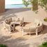 7Pcs Outdoor Conversation Set, Half-Moon Aluminum Patio Curved Sectional Sofas