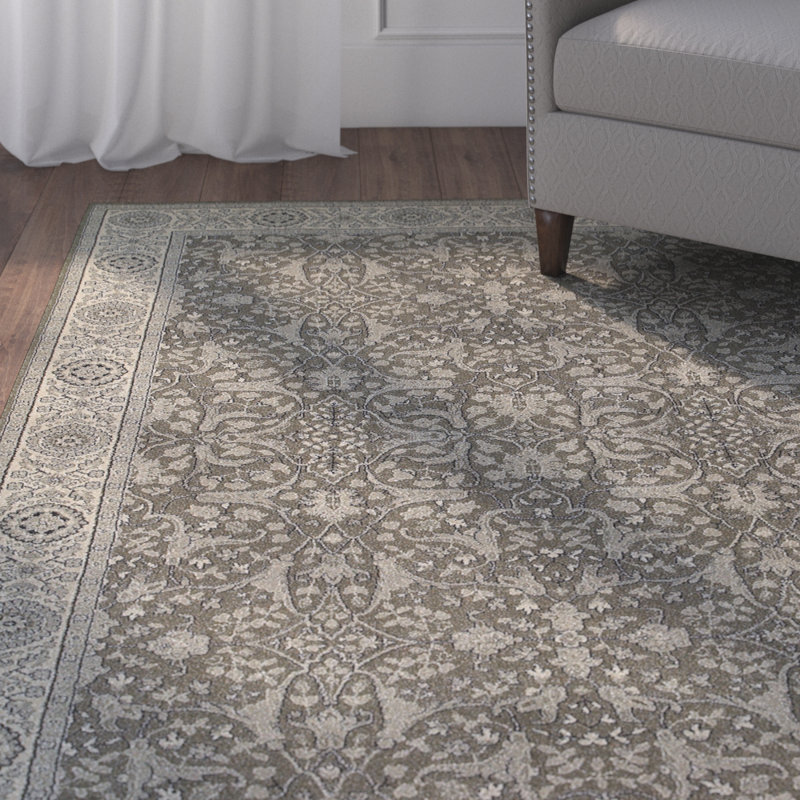 Tapis oriental gris / ivoire Cynthiana, Rectangle 5 pi 3 po x 7 pi 6 po