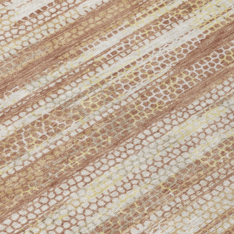 Tapis rayé Chantille ACN3115 lavable à la machine pour intérieur/extérieur, Rouille, 5 pi x 7 pi 6 po