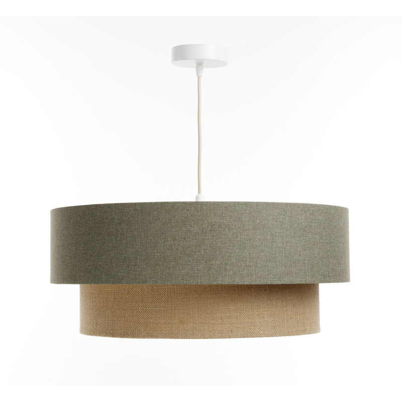Zygi 1 - Light Cream Drum Pendant, Green Olive/Yellow Mustard