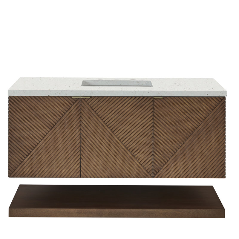 Meuble-lavabo flottant simple 36 po Marcello, Lime délice quartz, 8 po, 48"