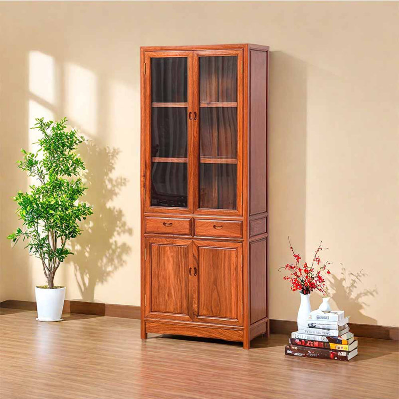 Bibliothèque rétro de style chinois, (3 tablettes) H 77,95 po x l 38,58 po x P 14,96 po