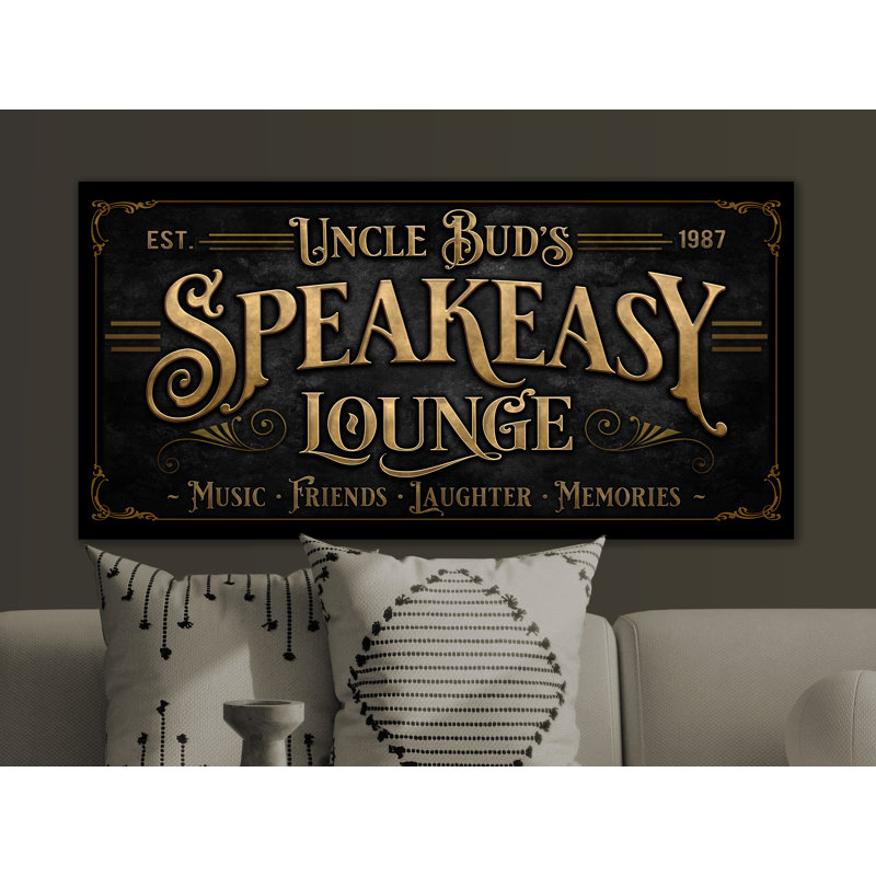 Nom de famille Speakeasy personnalisé sur métal, H 10 po x l 20 po x P 0,04 po, Oui