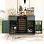 Mini armoire à réfrigérateur cannelée avec centrale électrique et porte-verres à pied - Buffet haut de 38,8 po avec tiroir de rangement, armoire de bar pour le salon-774330894