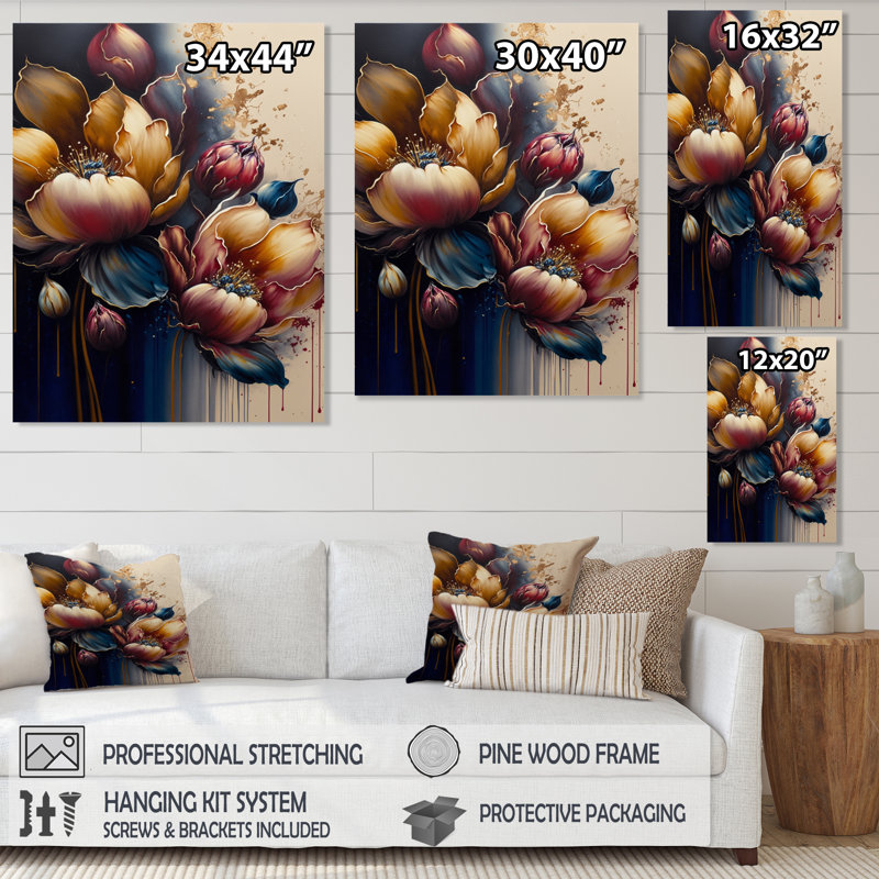 «Lozada Night Shade Tulip Design I», reproduction sur toile, H 44 po x l 34 po x P 1,5 po, Toile tendue