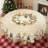 1pc Rustic Polyester Christmas Lenart With Golden & White Vintage Santa Claus & Reindeer Design, Durable Woven Fabric For Festive Holiday Kitchen Decor,Round Table, Rectangle Table Cover, Indoor/Outdoor Use, Christmas Gift-217960534