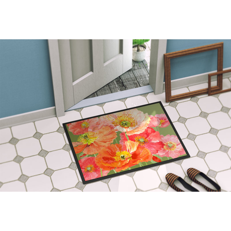 Paillasson d’extérieur antidérapant topawa Poppies, Rectangle 2 pi x 3 pi