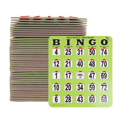 Paquet de 100 cartes de bingo à obturateur géant, cartes de jeu de bingo à glissière à bout de doigt avec grands chiffres faciles à lire et fenêtres coulissantes