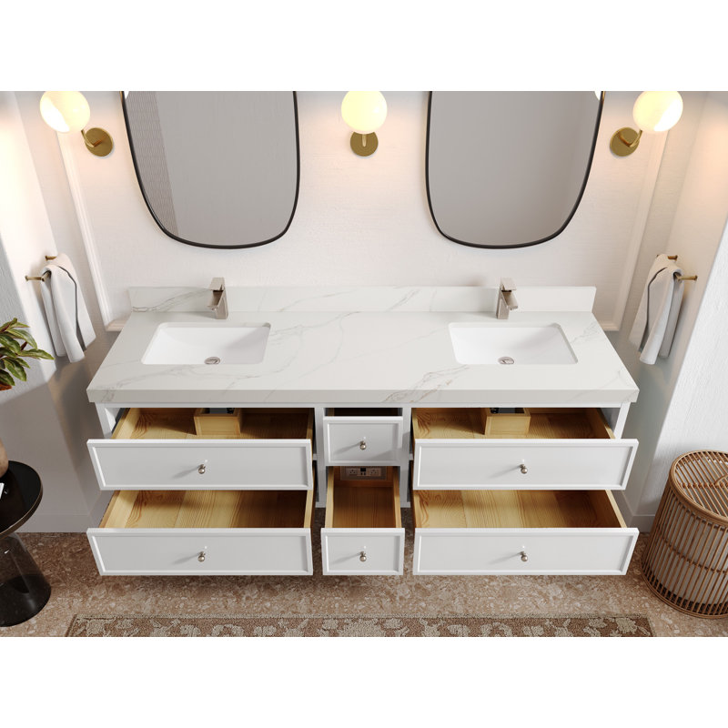 Meuble-lavabo double 72 po Roswell, Sienne Calacatta