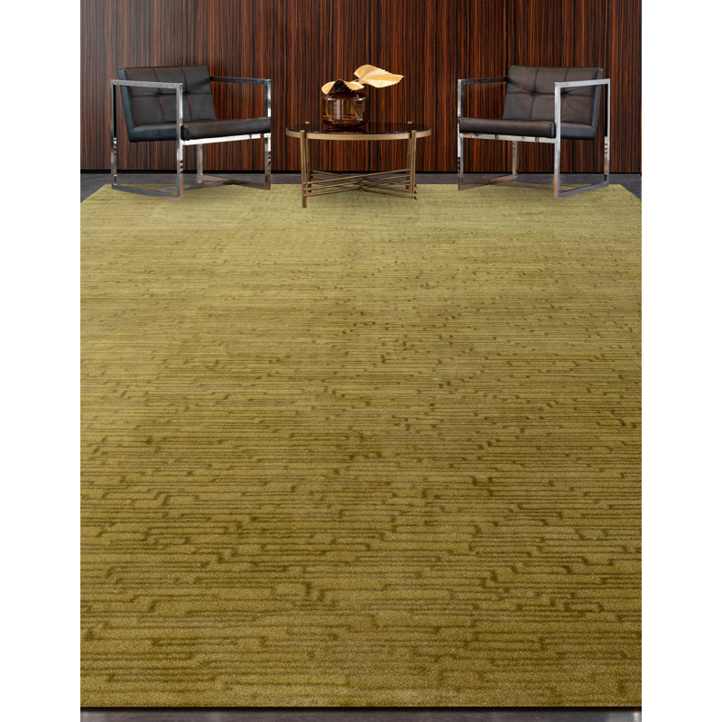 Hand Knotted Area Rug in Gold, Rectangle 6' x 9'