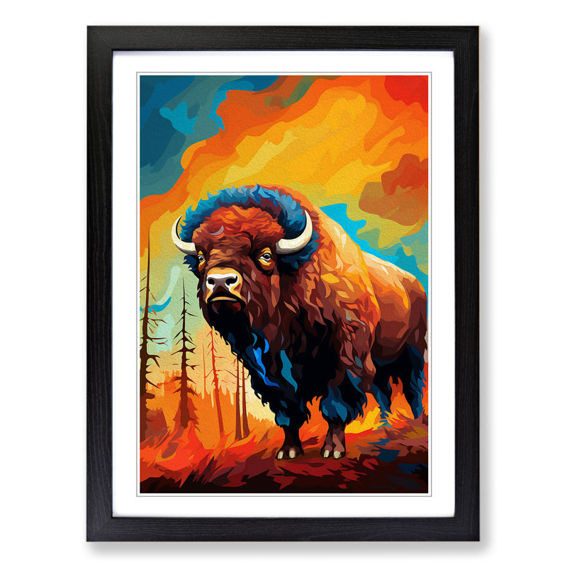 Bison Orphism - Framed Print, Black Framed, 64cm H x 46cm W x 2cm D
