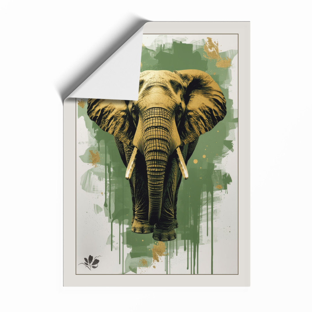 Golden Elephant Portrait Boho Framed Art Print