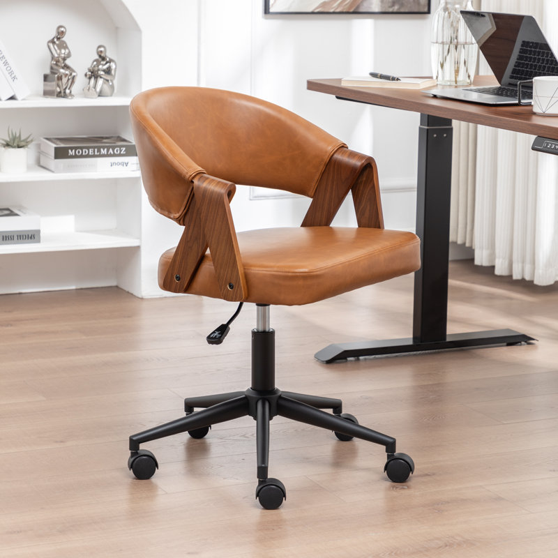 Martha Faux Leather Swivel Office Chair, Brown