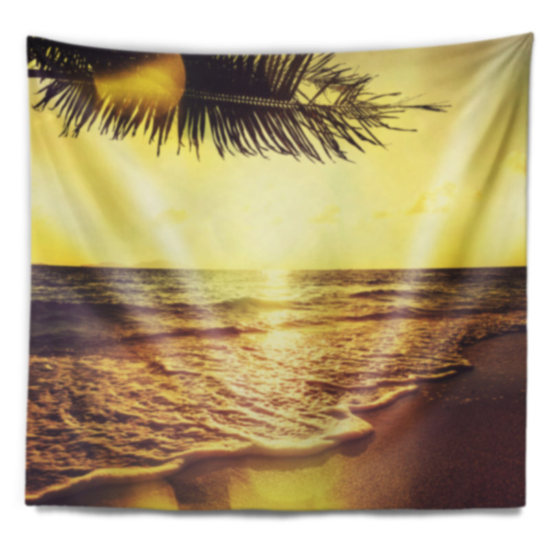 Tapisserie bord de mer jaune tropical, H 32 po x l 39 po