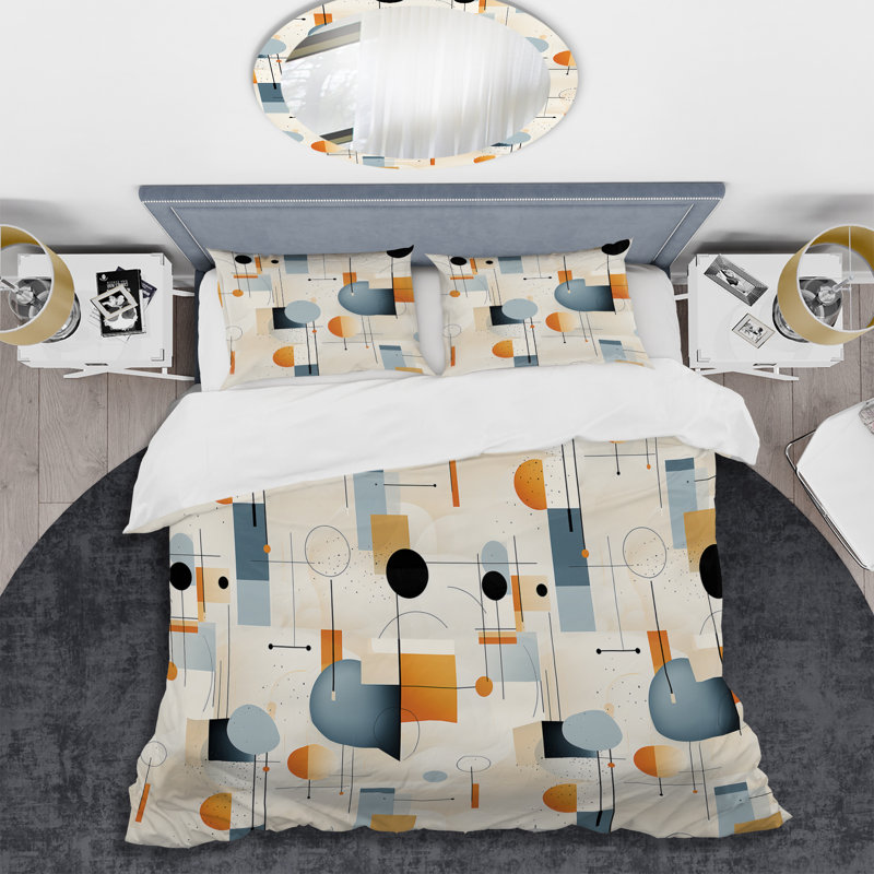 Ensemble de housse de couette multicolore en microfibre géométrique multicolore Gridlock I