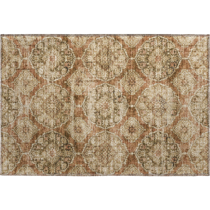 Premium Machine Washable Mayfield AMF2196 panel Rug, 1'8" x 2'6", Paprika