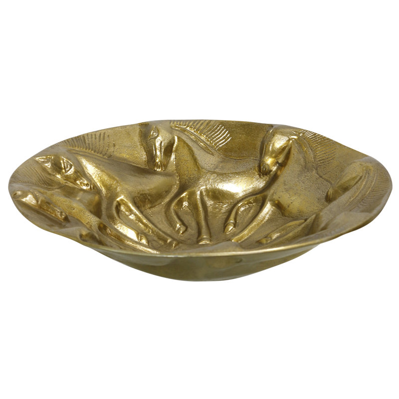 Bol décoratif équestre en terre fracturée - Laiton antique