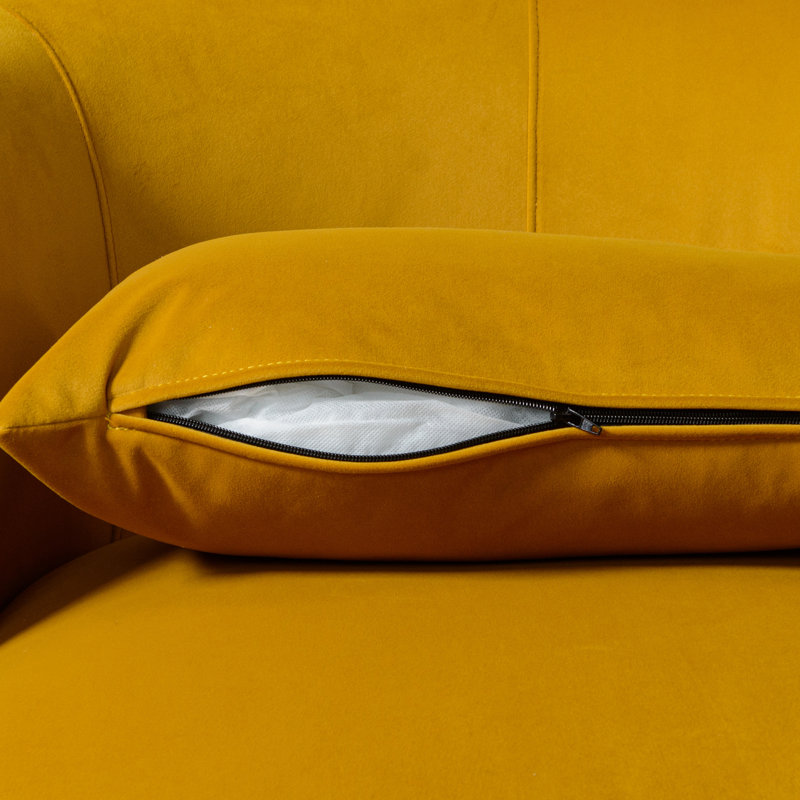 34" Wide Velvet Upholstered Swivel Armchair (set Of 2), Yellow Ochre