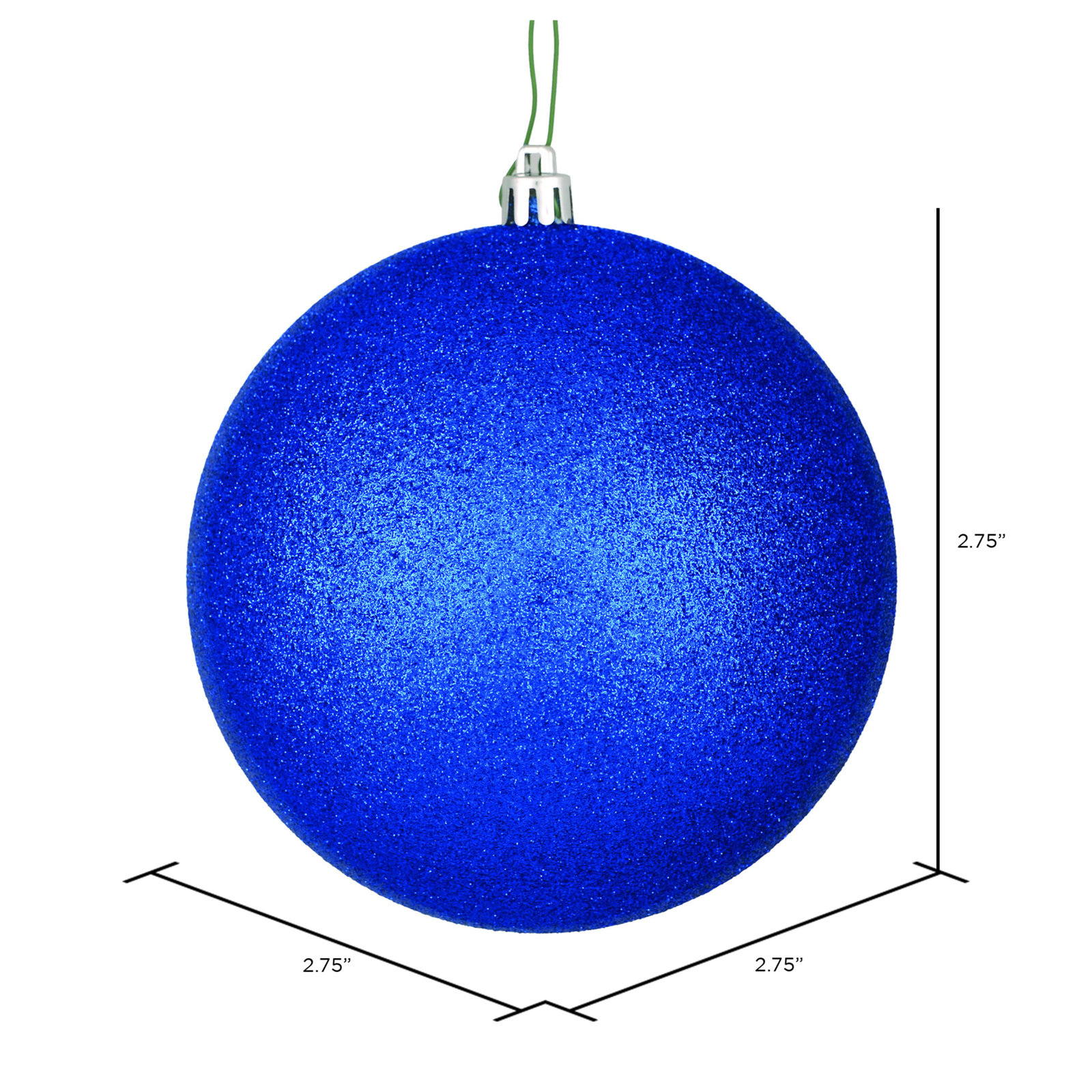 Holiday Décor Ball Ornament, 2.75" H x 2.75" W x 2.75" D, Midnight Blue Glitter