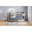 Lit superposé double au-dessus de l'espace en gris - 4 tiroirs et 3 tablettes avec tiroir de rangement gris et bois de pin massif pour une chambre à coucher-204906277-204906279