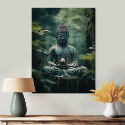 Bouddha sarcelle, sérénité I sur bois