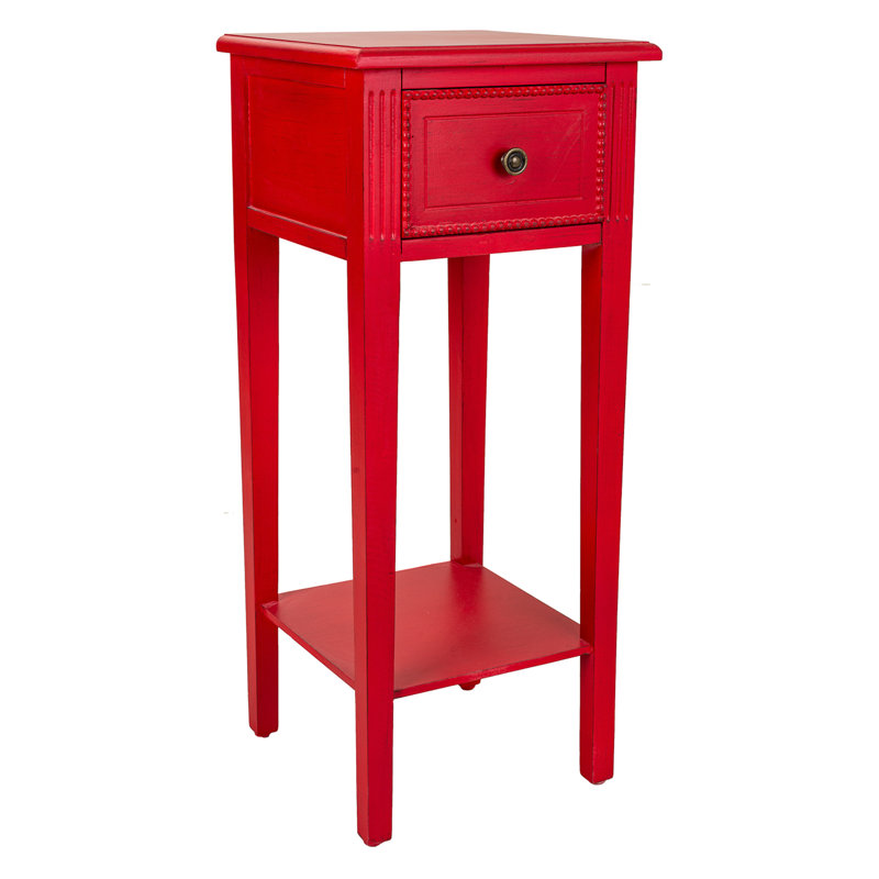 Kimonte 33cm W Solid + Manufactured Wood Bedside Table, Red