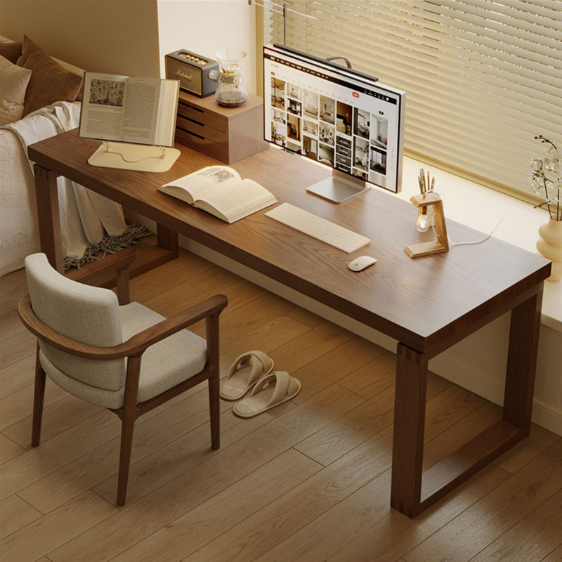 Bureau rectangulaire en bois massif brun clair, H 29,53 po x l 86,61 po x P 23,62 po