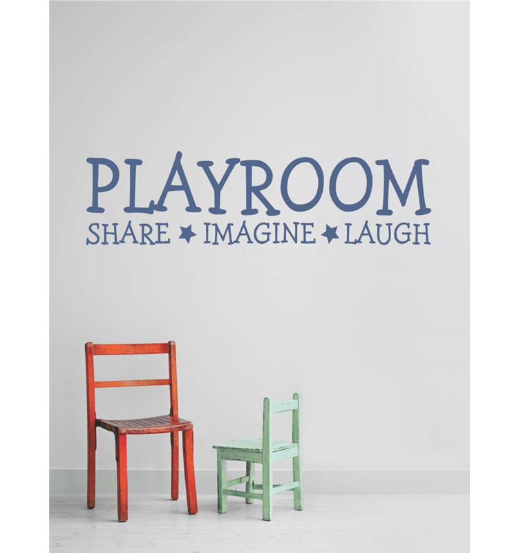 Décalcomanie murale salle jeux share imagine, H 10 po x l 40 po x P 0,16 po, Bleu