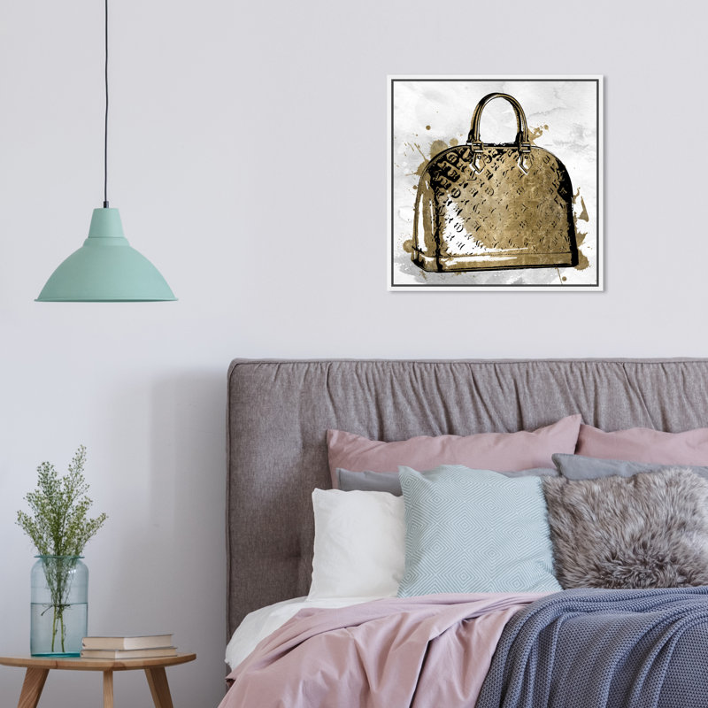 «LV Gold», impression sur toile, H 12 po x l 12 po, Toile avec cadre blanc