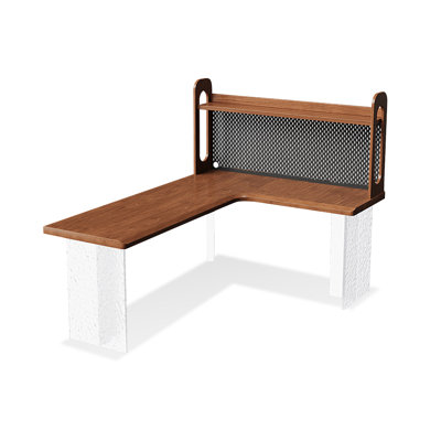 Bureau noyer + bois massif en forme de L noir + fer + bureau en acrylique
