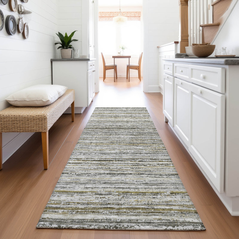 Premium Machine Washable Larock AMF1239 Stripes Rug, Runner 2'3" x 7'6"