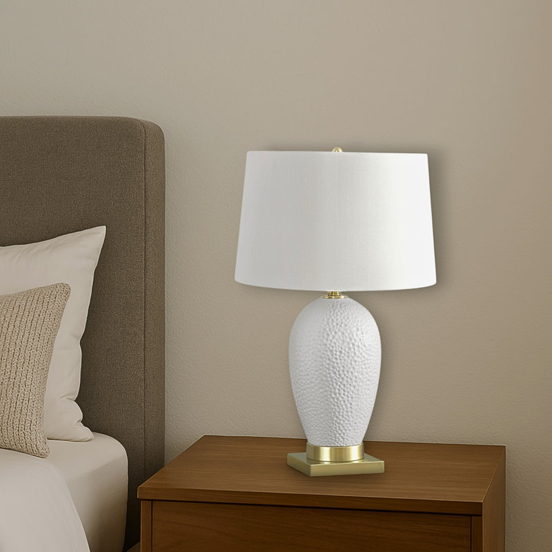 Nada Ceramic Table Lamp with Ivory and Cream Shade, 25.71'' H X 15.88'' W X 15.77'' D