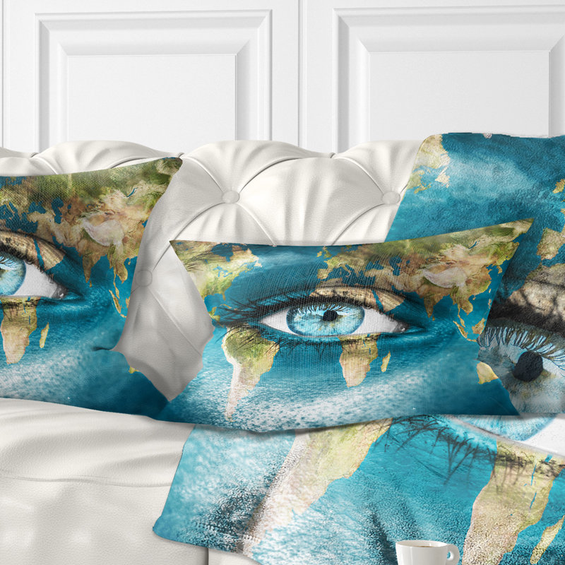  Coussin lombaire à motif abstrait Terre et yeux