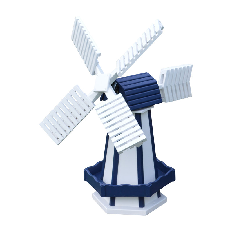 Moulin à vent traité sous pression Donte, H 74 po x l 24 po x P 24 po, Blanc / Bleu