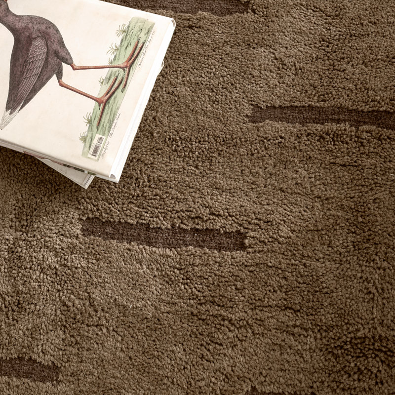 Tapis touffeté rayé brun clair / brun clair Talivyn AIB09 (nuance de 18 po), Brun, Rectangle 93 po x 117 po