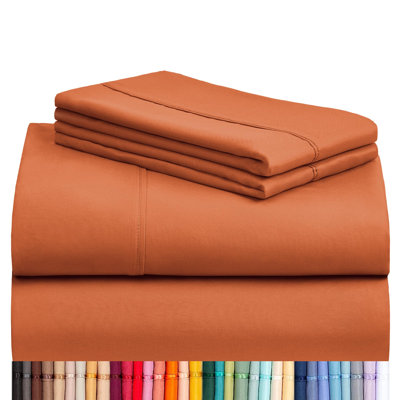 Luxclub 4 PC Autumn Orange Queen Silky Soft Cooling Extra Deep Pocket Performance Sheet Set