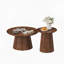 Ensemble de 2 tables basses rondes, grandes et petites tables centrales et d'appoint en bois, finition noyer moderne pour le salon et le bureau