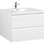 Meuble-lavabo de salle de bain 36 po, plateau en résine blanc brillant moderne et tiroirs à fermeture en douceur, flottant chic avec lavabo, beauté élégante